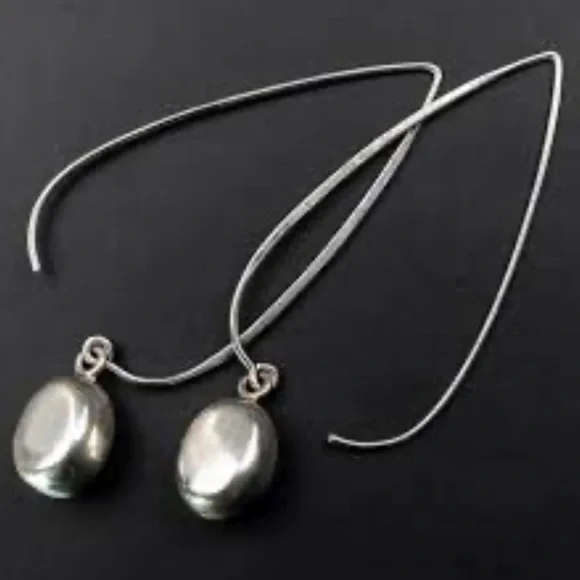 Silpada Vintage Sterling Silver Larger Size Drop Silver Bead Threader Earrings - Picture 4 of 9